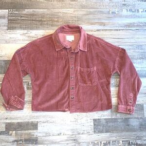 American Eagle XXS mauve corduroy shacket